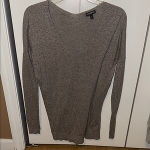 Express Taupe V-Neck Sweater
